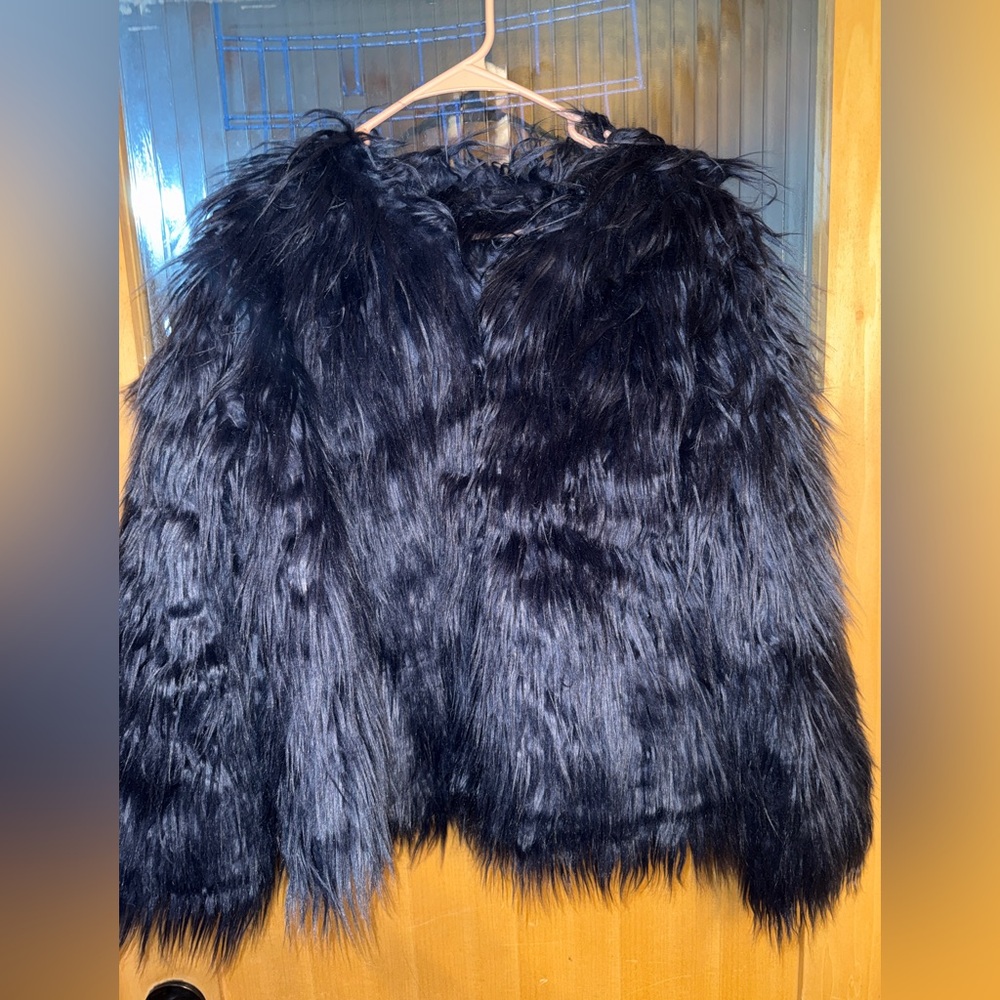 Vnt Dennis Basso Blue Faux Fur Plush Coat Jacket Size Small retro-high End